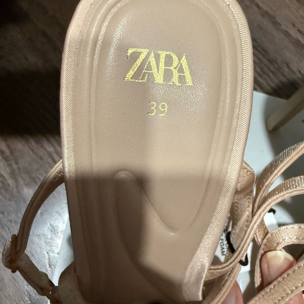 Zara nude strappy Heels with Modern Minimalist Straps - Picture 10 of 11